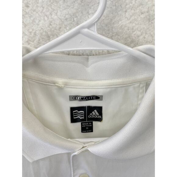 Adidas Men’s M White Clima Polo Shirt Golf LPGA Performance Short Sleeve Active - Picture 3 of 9
